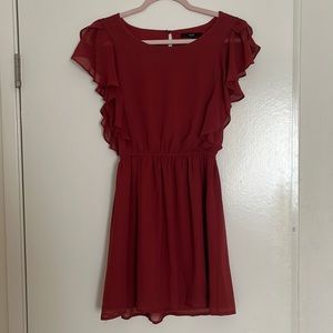 Burgundy flowy mini dress from forever 21 size S, worn once